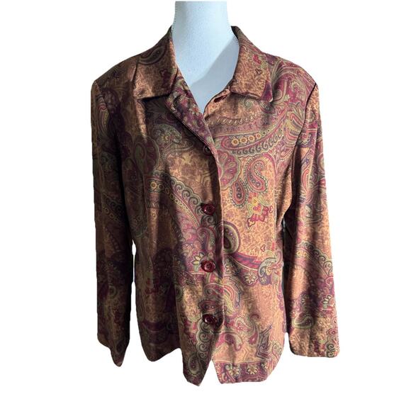 Vintage Y2K Paisley Two Piece Set Button Front Jacket And Midi Skirt Size Large - Picture 9 of 15